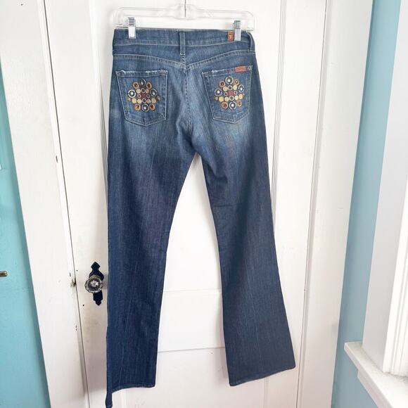 7 For All Mankind Medallion Pocket Bootcut Jeans Women’s Size 26 Embellished - Picture 1 of 12